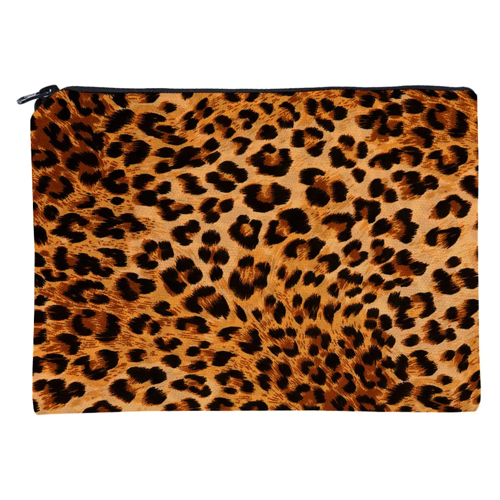 

Leopard Print Polyester Bag Square Travel Makeup Bags Women Storage Pouch H bags Waterproof Cosmetics Brush ganizer