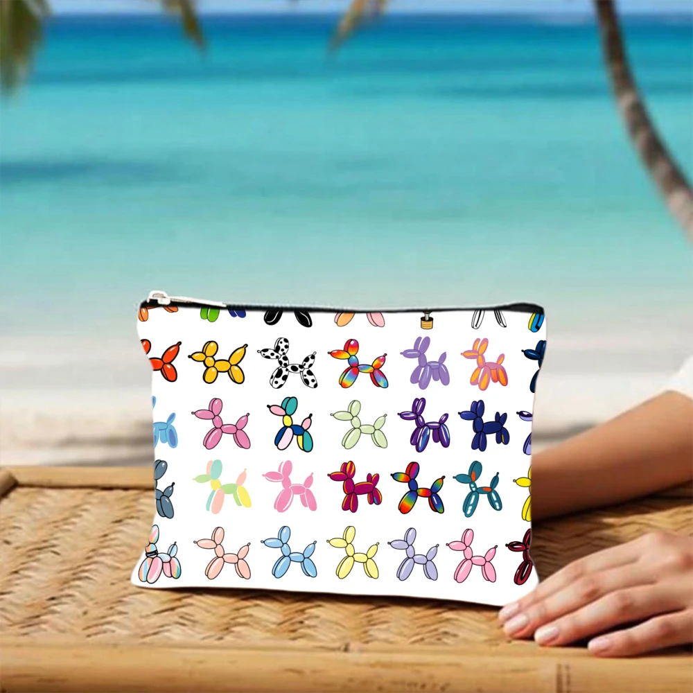1 Piece Colorful Balloon Dog Pattern Makeup Bag - Multifunctional Zipper Pouch for Women, Perfect Travel Zipper Storage Bag