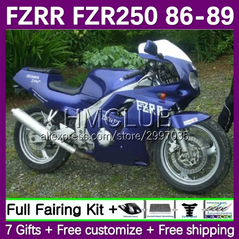 Fairing Kit For YAMAHA FZR250 R FZRR FZR 250 250R 151No.51 FZR-250 RR 86 87 88 89 FZR250R 1986 1987 1988 1989 Body Dark Blue