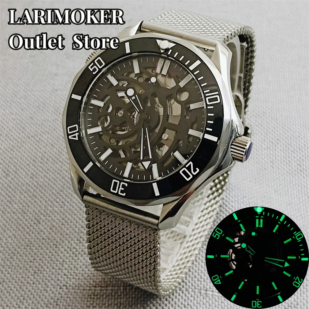 41mm NH72 Watch C3 Green Luminous Sapphire Glass Mechanical Automatic Movement Stainless Steel Strap Men\'s Watch