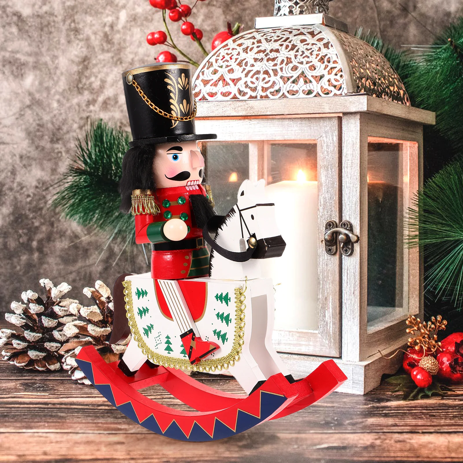 

Christmas Wooden Nutcracker Soldier Decoration Exquisite Craftsmanship for Home Garden Tabletop Festive Wooden Ornament