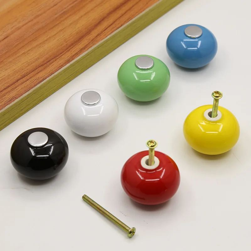 

Single Hole Simple Ceramic Cabinet Knob Round European Style Door Pull Handles Vintage Drawer Knobs Wine Cabinet