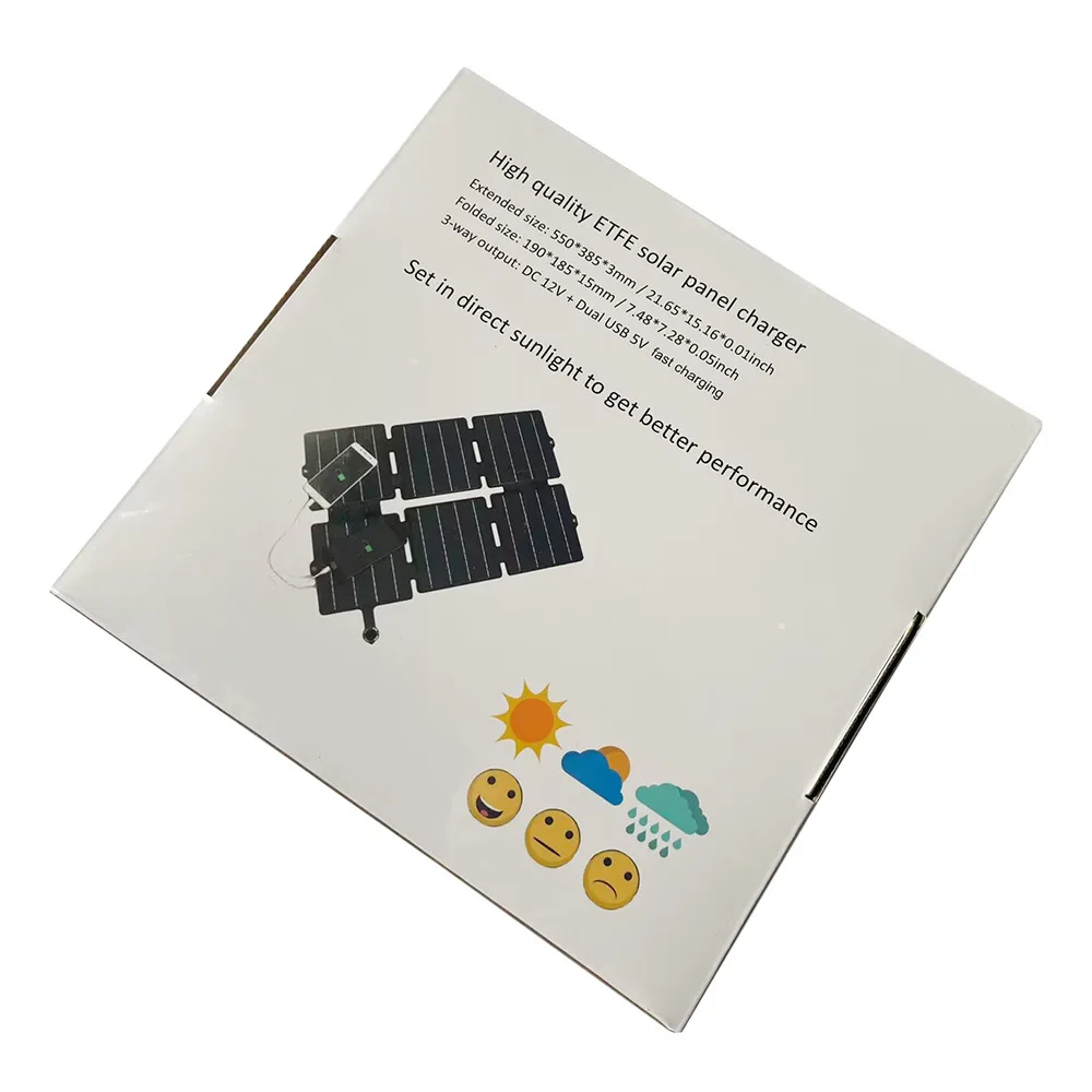 شاحن لوحة طاقة شمسية قابل للطي 30 وات ETFE مع منافذ USB شاحن محمول مقاوم للماء للسفر والتخييم والمشي لمسافات طويلة