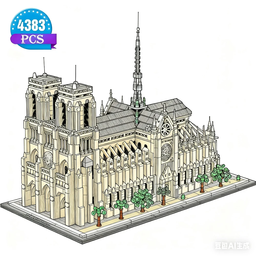 

Street view series 4383pcs city famous classical architectural model home decoration compatible with 21061 toys Christmas gifts