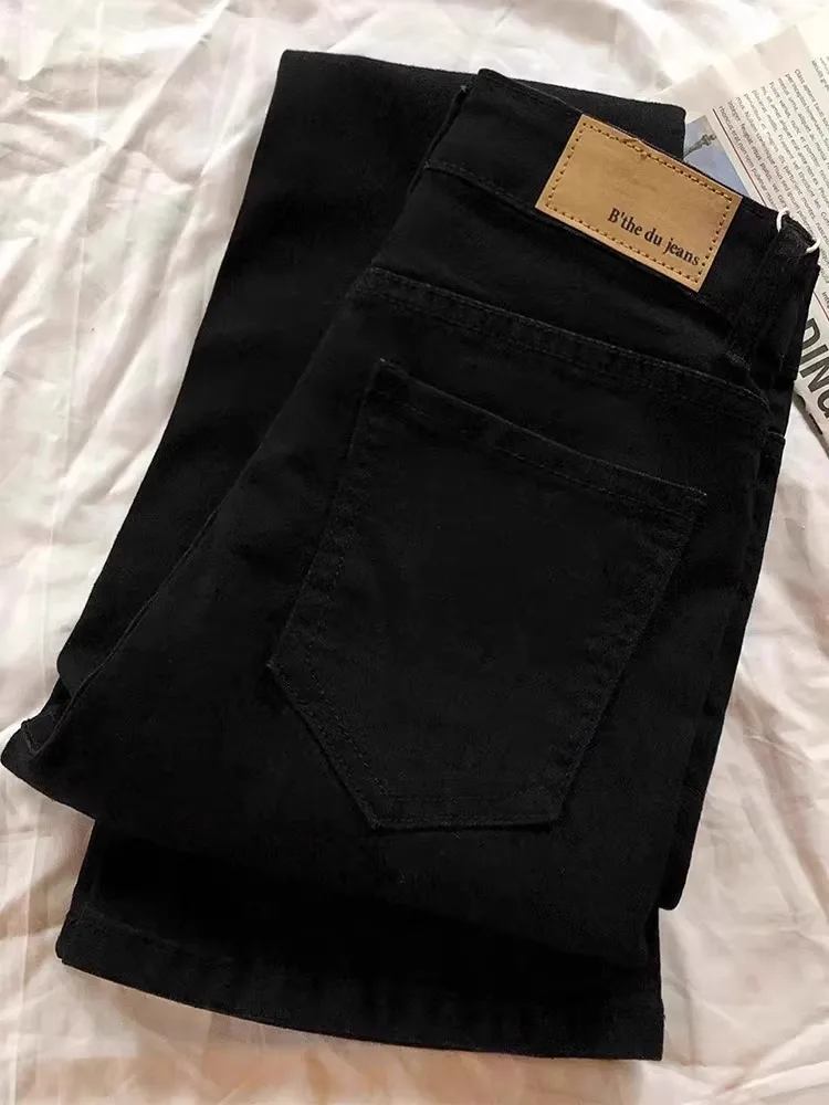 High Waist Fleece Lined Micro Flared Jeans Women's Spring Autumn Slimming Elastic Denim Pants Casual Cotton Stretch Denim