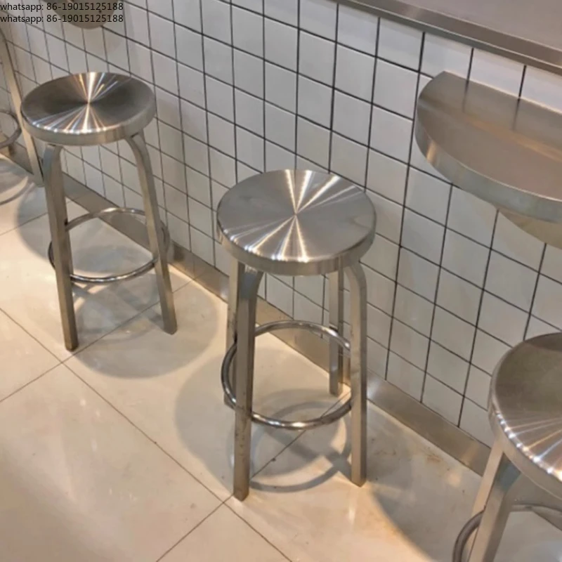 Modern 304 Stainless Steel Bar Counter Cafe Chair Industrial Breakfast  Retro Pub High Quality Stool Bar