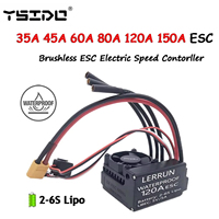 YSIDO LERRUN Waterproof ESC RC Car 35A 45A 60A 80A 120A 150A Speed Controller for 1/8 1/10 1/12 1/14 1/16 RC Car Brushless Motor