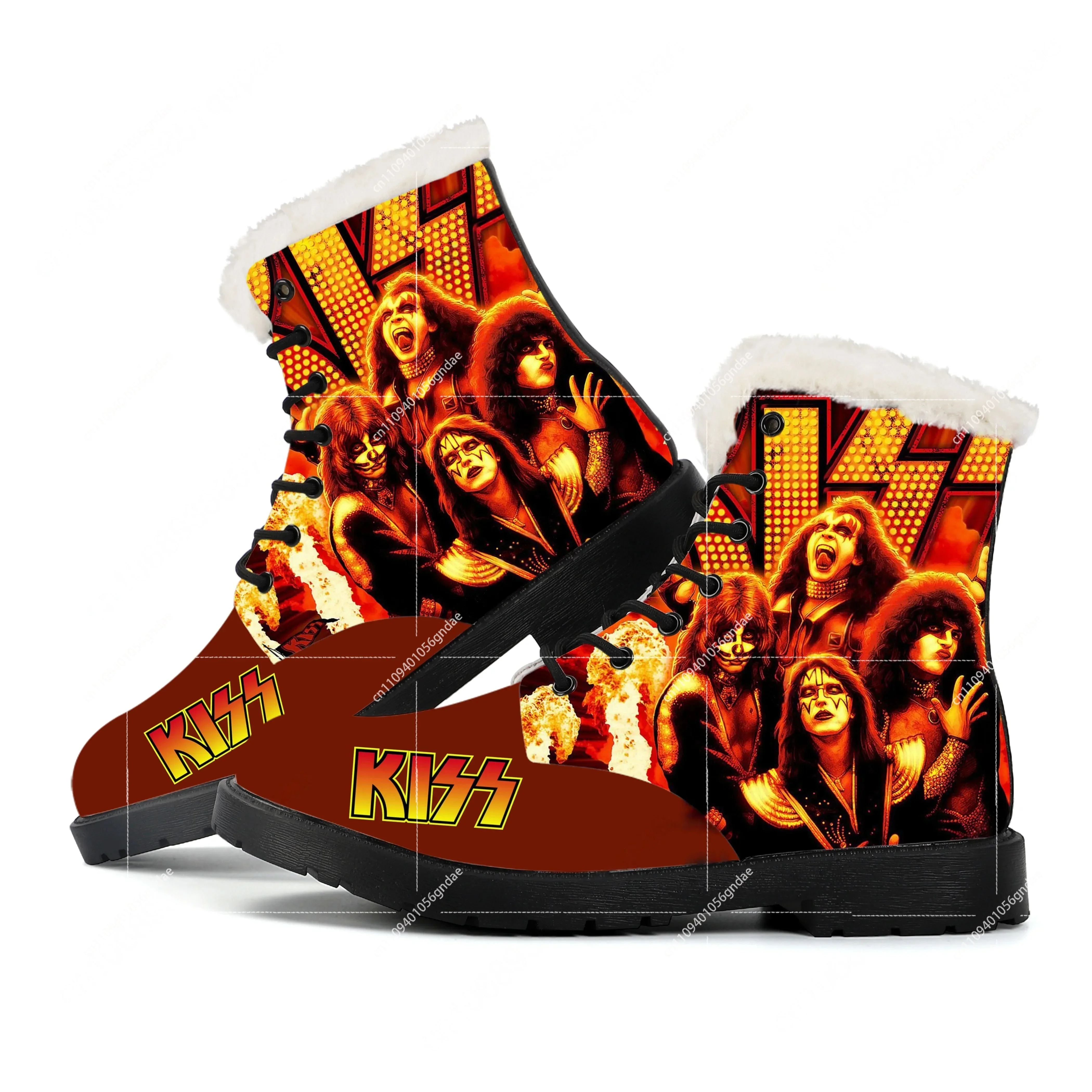 

Kiss Heavy Metal Rock Band Plush Boots Mens Women Hip Hop Teenager Shoes Casual Boot Light High Quality Couple Customize Shoe