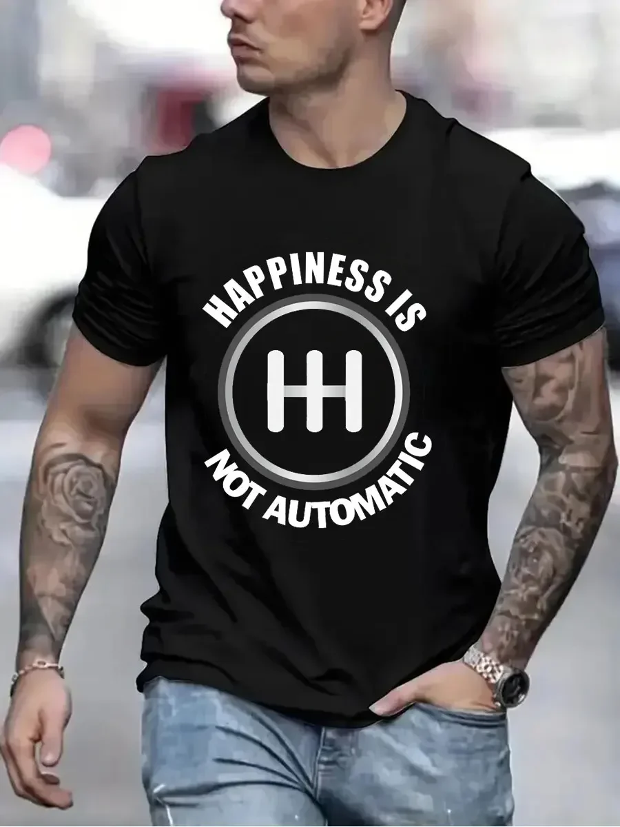 Save The Manuals 3 Pedals Cars Lovers Men Brand Teeshirt summer Happiness Is Not Automatic Men T Shirt Plus Size Fashion T-shirt