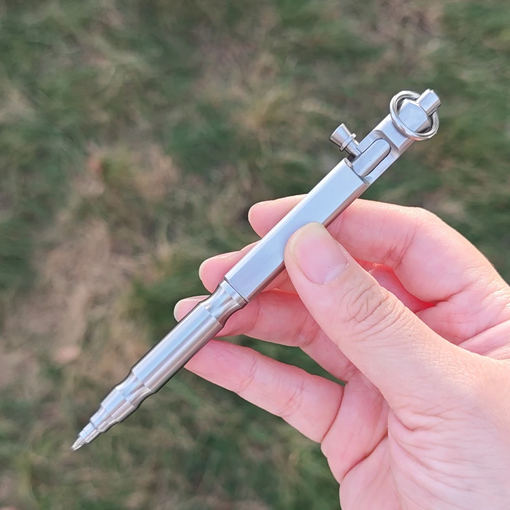 กลางแจ้งการเขียนเครื่องมือ EDC สแตนเลสสตีลยุทธวิธีปากกา Bolt ปากกาลูกลื่น