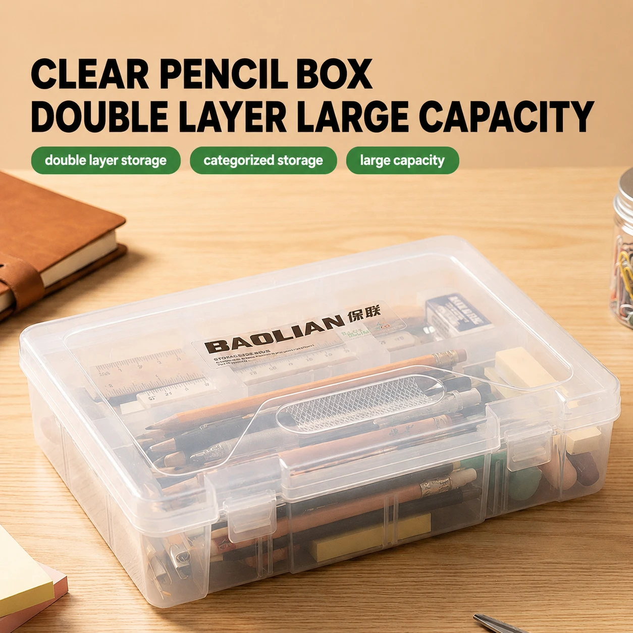 Translucent Bookmarks Organizer Pen Kit Large Capacity Lightweight for School Supplies Included Penccase Box for Storage Room