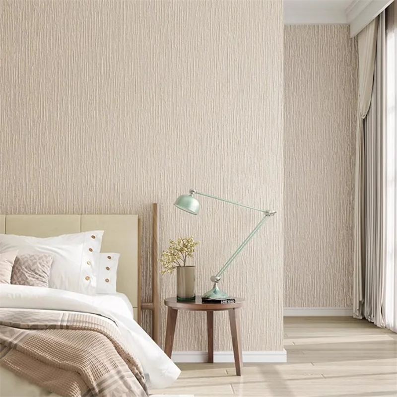 

Новые скандинавские однотонные нетканые полосатые обои, самоклеящиеся обои для спальни, французской гостиной, фоновые обои бежевого цвета