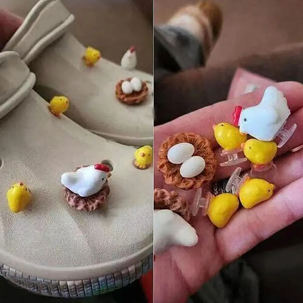 

4/7Pcs High Quality Cute Chickens Hole Shoe Accessories Manual Matching 3D Shoe Charms Charms Shoe Cute Buckle Easter Supplies