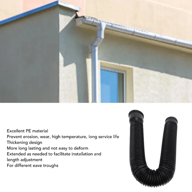 Rain Gutter Downspout Extension Flexible PE Extendable Drain Away Extender For Outdoor Villa Round Brown Black White