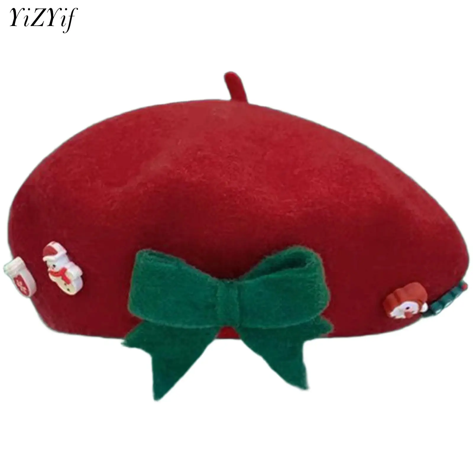 Christmas Beret Hat French Beret Cap Wool Beanie Cap Xmas Tree Santa Claus Headwear Holiday Party Cosplay Costume Accessories