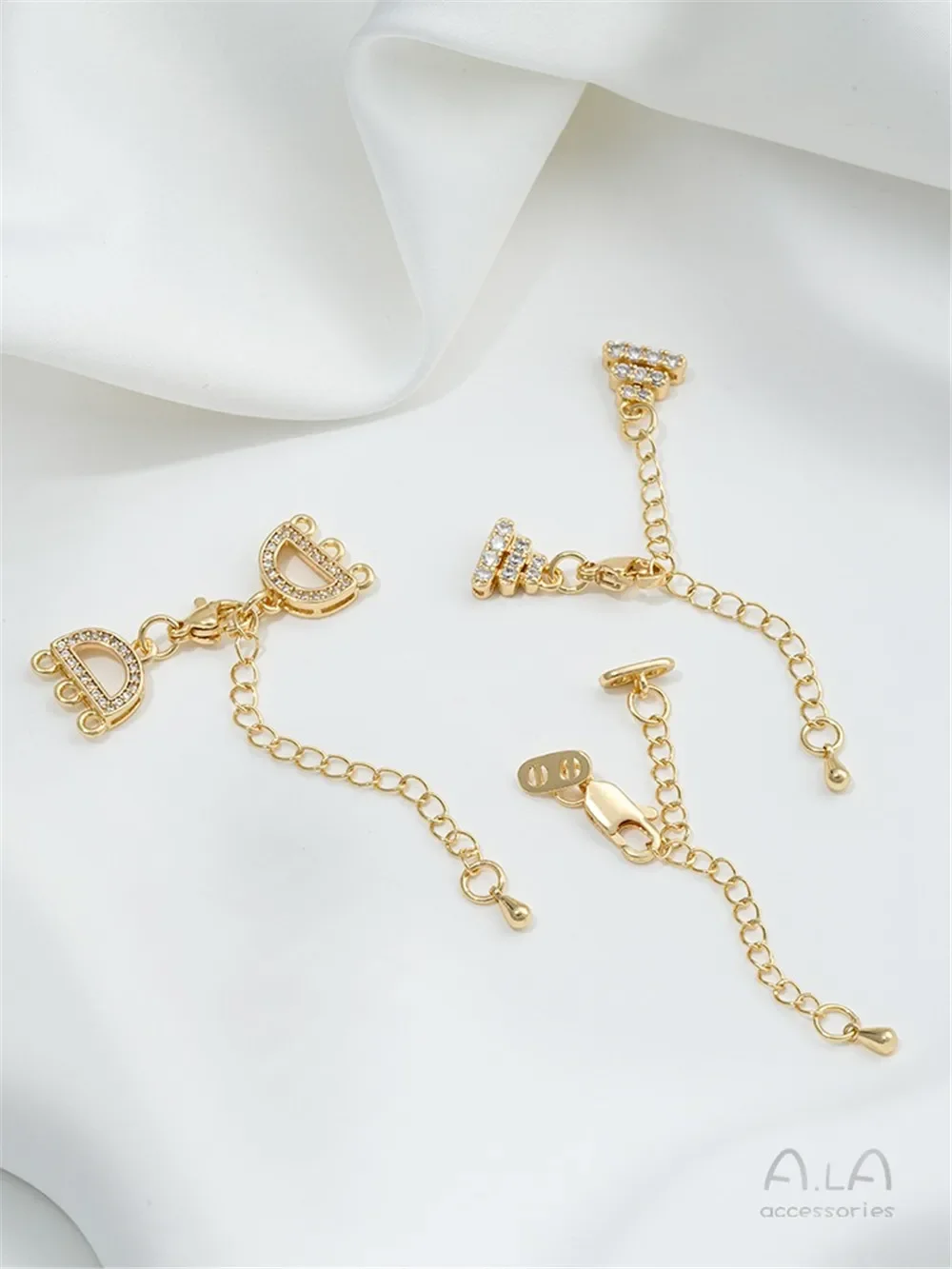 

14K Gold-wrapped Tree-shaped Double-row Three-row Connection Tail Buckle DIY Extension Chain Pearl Buckle Accessories