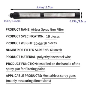 Airless Spray Filter Filter Stock Screen, GRACO 390, 395, 490, 495, 595, 3400, 246385, 246384, 287032 11 Hauptverkaufsmaschinen Graco - №2