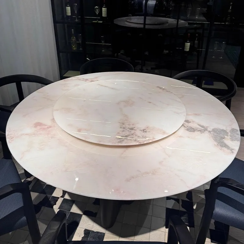 Imported rainbow luxury stone dining table designer marble dining table large round table