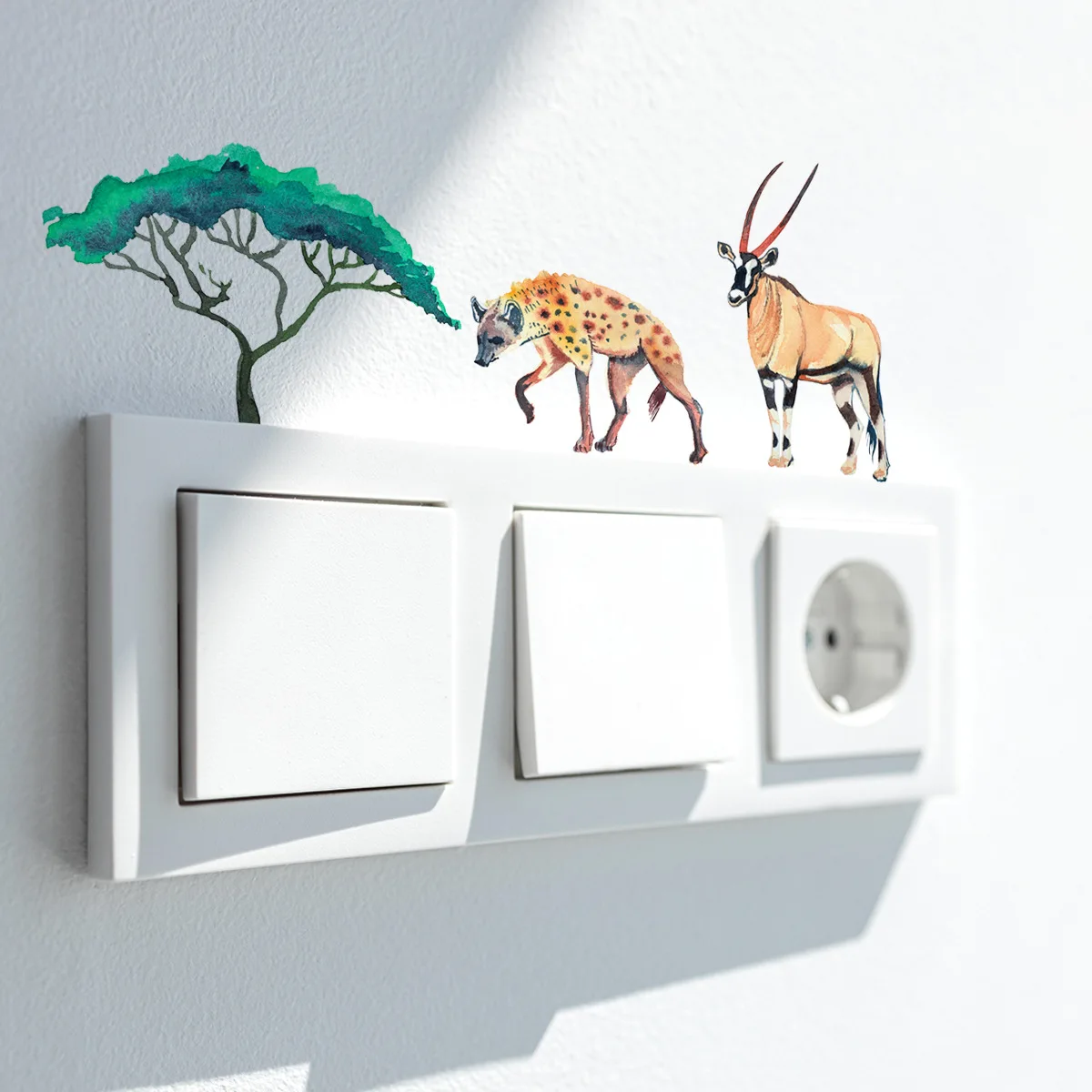 20*40cm Tiger Elephant Wall Sticker Switch Sticker Backwall Children's Room Living Room Bedroom  Decorative Mural Wall Sticker