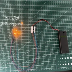 Modèles de lampes LED clignotantes pré-soudées, fils de connexion, train, éclairage de disposition ferroviaire, SMD 0805, 3V, 30cm, 5 pièces par lot