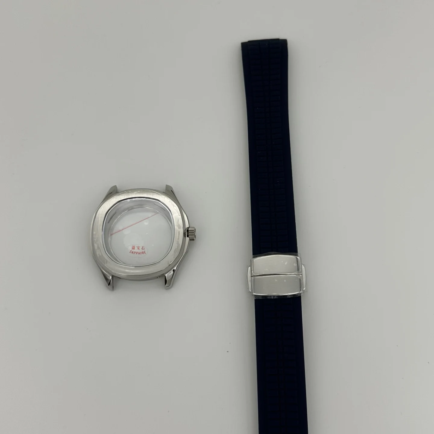 41,5 mm saffier mechanisch horloge roestvrijstalen kast siliconen bandenset compatibel met NH35/NH36/NH38