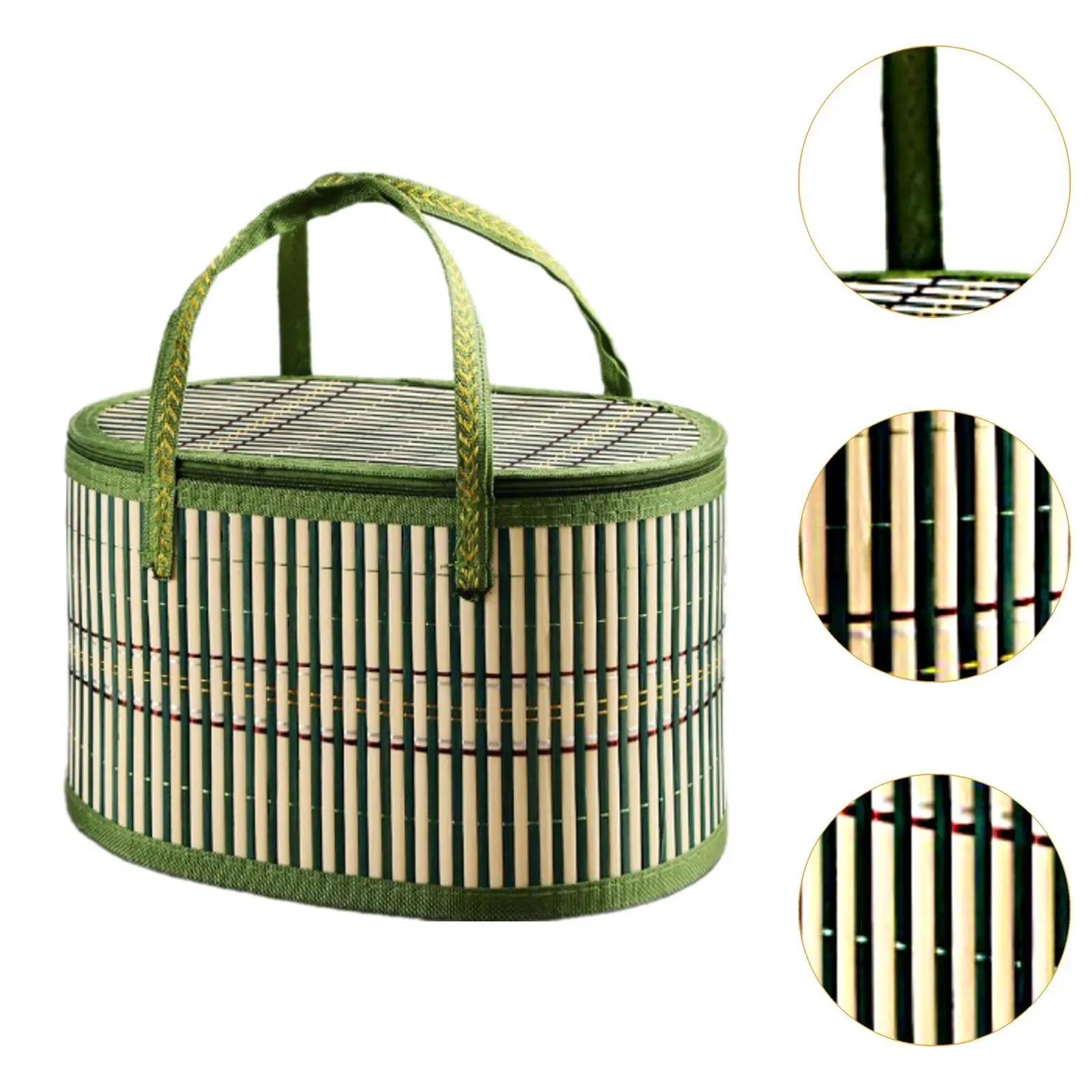 Bamboo Woven Basket with Double Handles Gift Packing Basket for Storage Cake