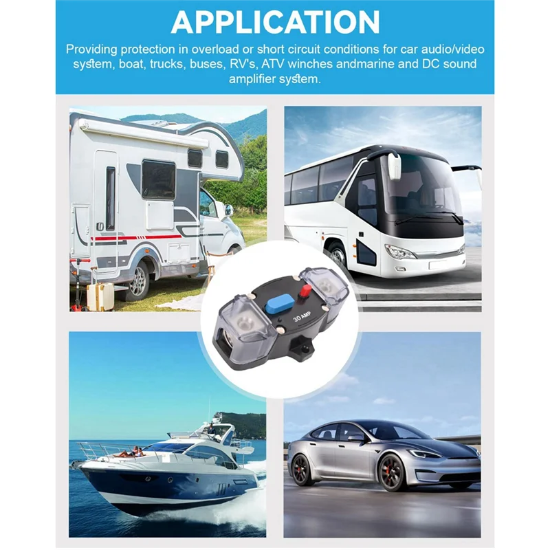 

30 Amp Circuit Breaker Resettable High Amp Circuit Breaker With Manual Reset Button, Automatic Circuit Breaker