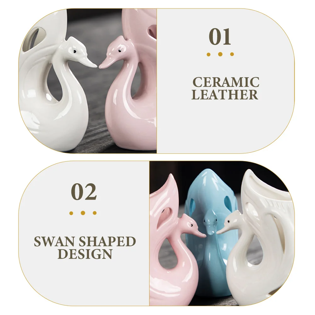 

Ceramic Swan Vase Decorative Flower Pot Desktop Vase Home Decor Multifunctional Plant Pot Makeup Brush Storage Flower