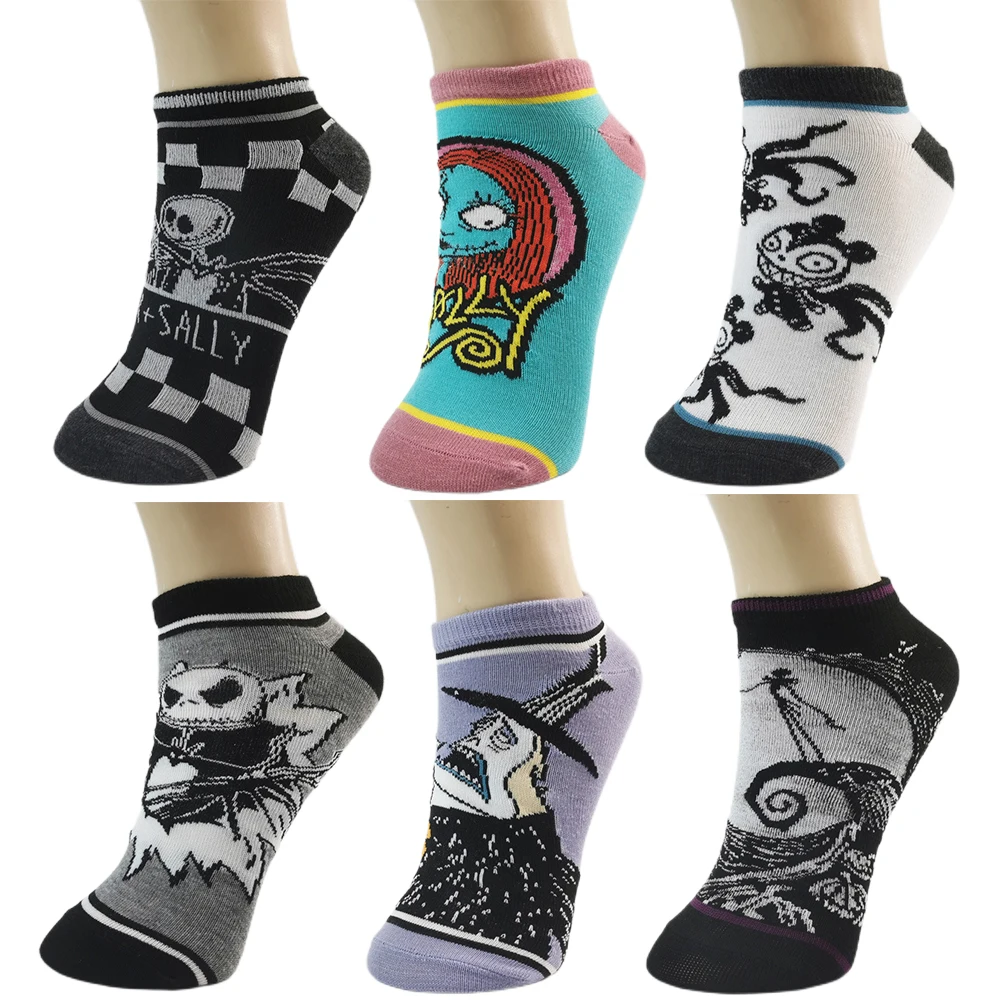 Punk Anime Short Socks Women Men Sally Jack Demon Cosplay Boat Socks Horror Halloween Sock Accessories Kids Gift