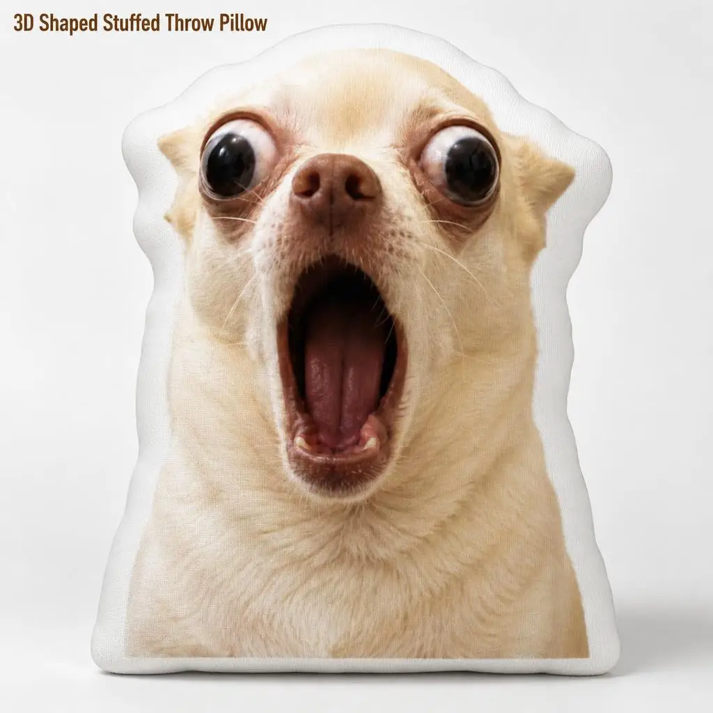 Screaming Chihuahua Shocked Meme Plush Pillow Cushion Irregular Stuffed Throw Pillow Home Decor Gift Sofa Bed