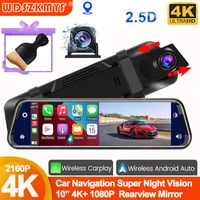 Cámara frontal y trasera 4K 1080P camara para vehiculo inalámbrica Carplay android auto inalambrico 10 ""Mirror dashcam coche coche Dvr camara coche Video recorder sistemas inteligentes de coche