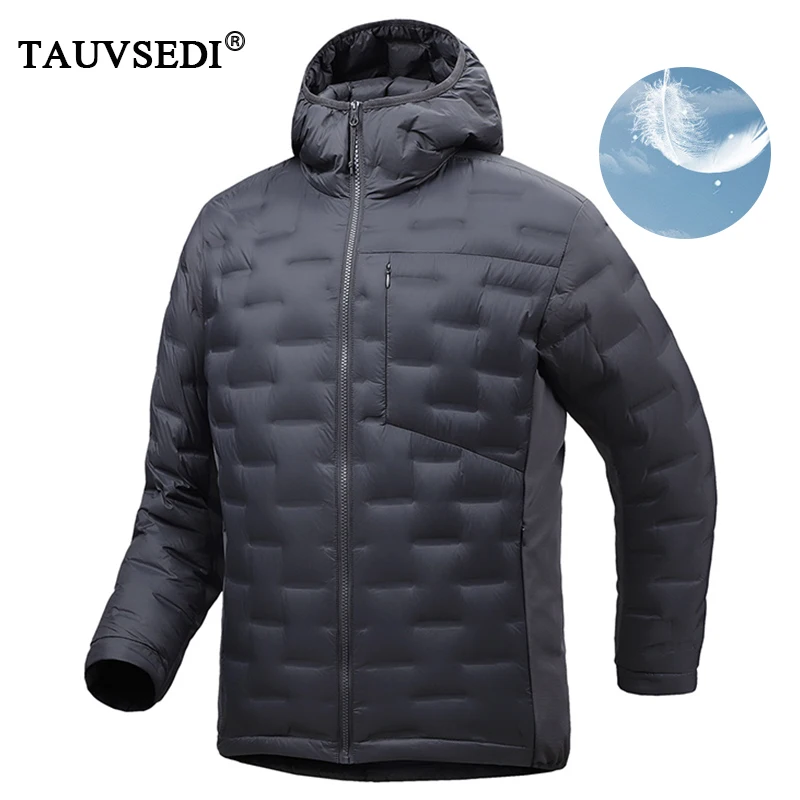 Winter Men White Duck Down Jacket Coat Men Waterproof Windproof Warm Hood Jacket Male Multi Pocket Ultralight Windbreaker Jacket