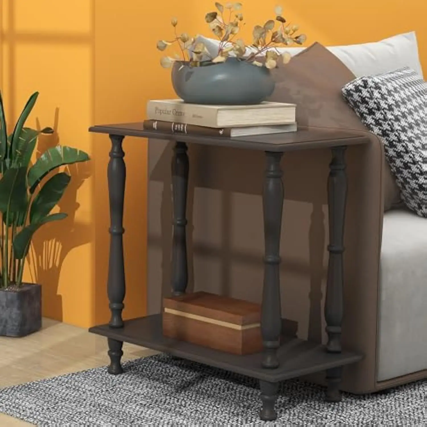 

White End Tables Living Room Modern Side Tables Living Room Rustic End Table Slim Square Couch End Table with Open Storage She