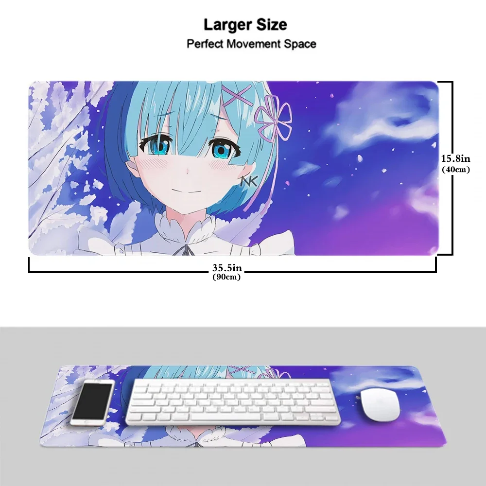 Re Zero Rem ilia Mousepad Speed Keyboard accessori da gioco Manga Mouse Pad Gamer tappetino in gomma tappeto Anime Full Gamer Pc Csgo Mouse