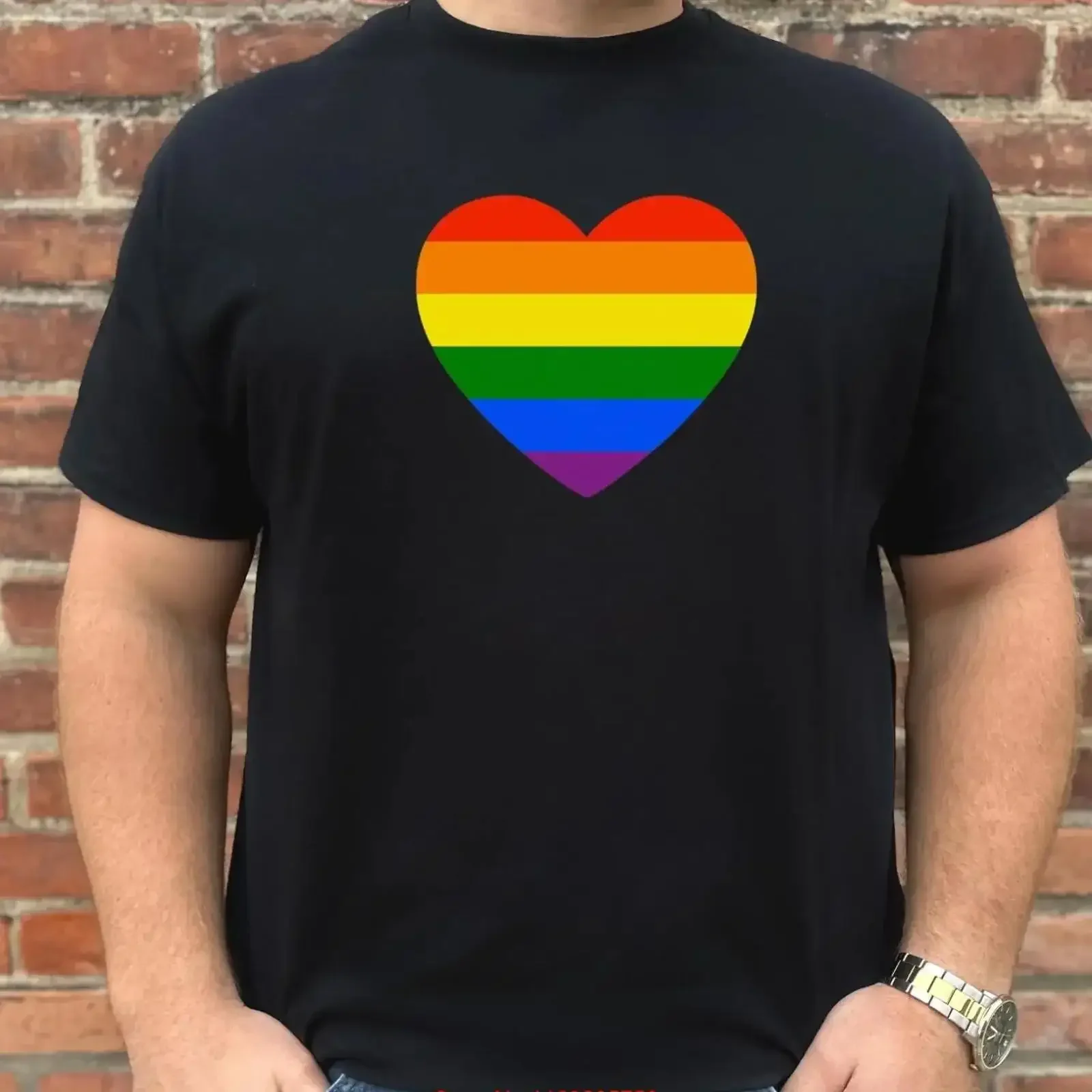 

RAINBOW HEART T Shirt vintage Washed graphic streetwear homme Casual designer clothes Stretched Stylish Slightly vintage