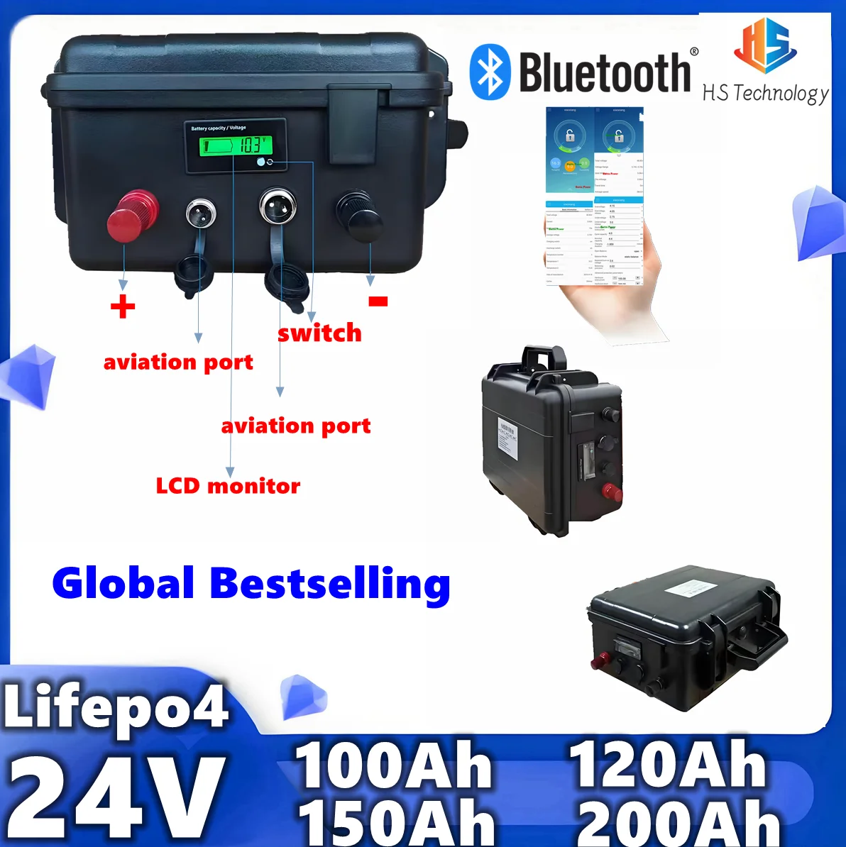 

24V 100AH 120AH 150AH 200AH LiFePO4 Battery 24V lifepo4 battery 24v lithium battery Lithium iron phosphate battery with Charger