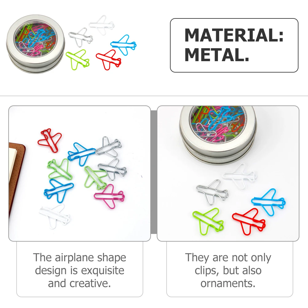 

24 Pcs Airplane Pin Unique Paper Clips Office Supply Decorate Convenient Metal Decorative File Clamp