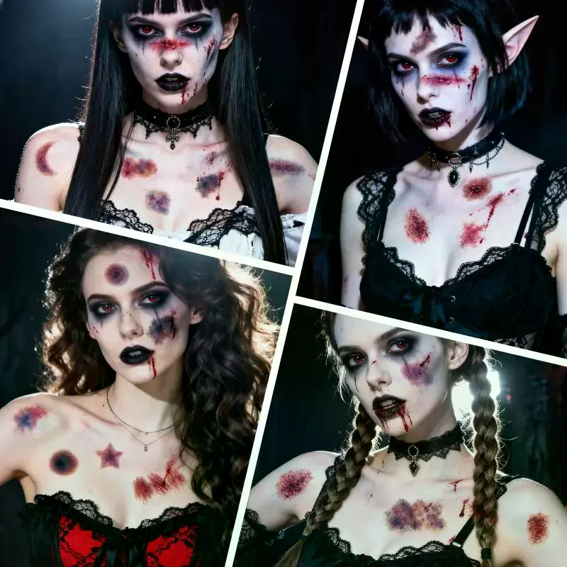 10 Sheets Realistic Halloween Bruise Scar Temporary Tattoos Waterproof Long Lasting For Cosplay Costume Parties Prank Events