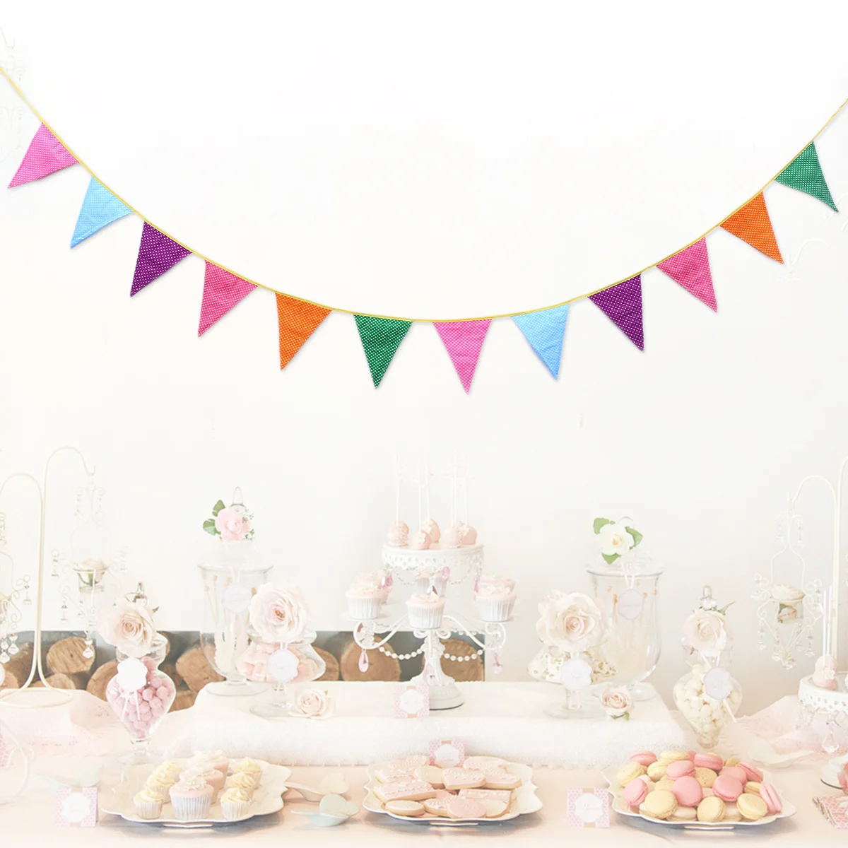 

3.3m Colorful Cotton Fabric Bunting Garland 12 Triangle Flags Housewarming Event Background Decor Flags Banners