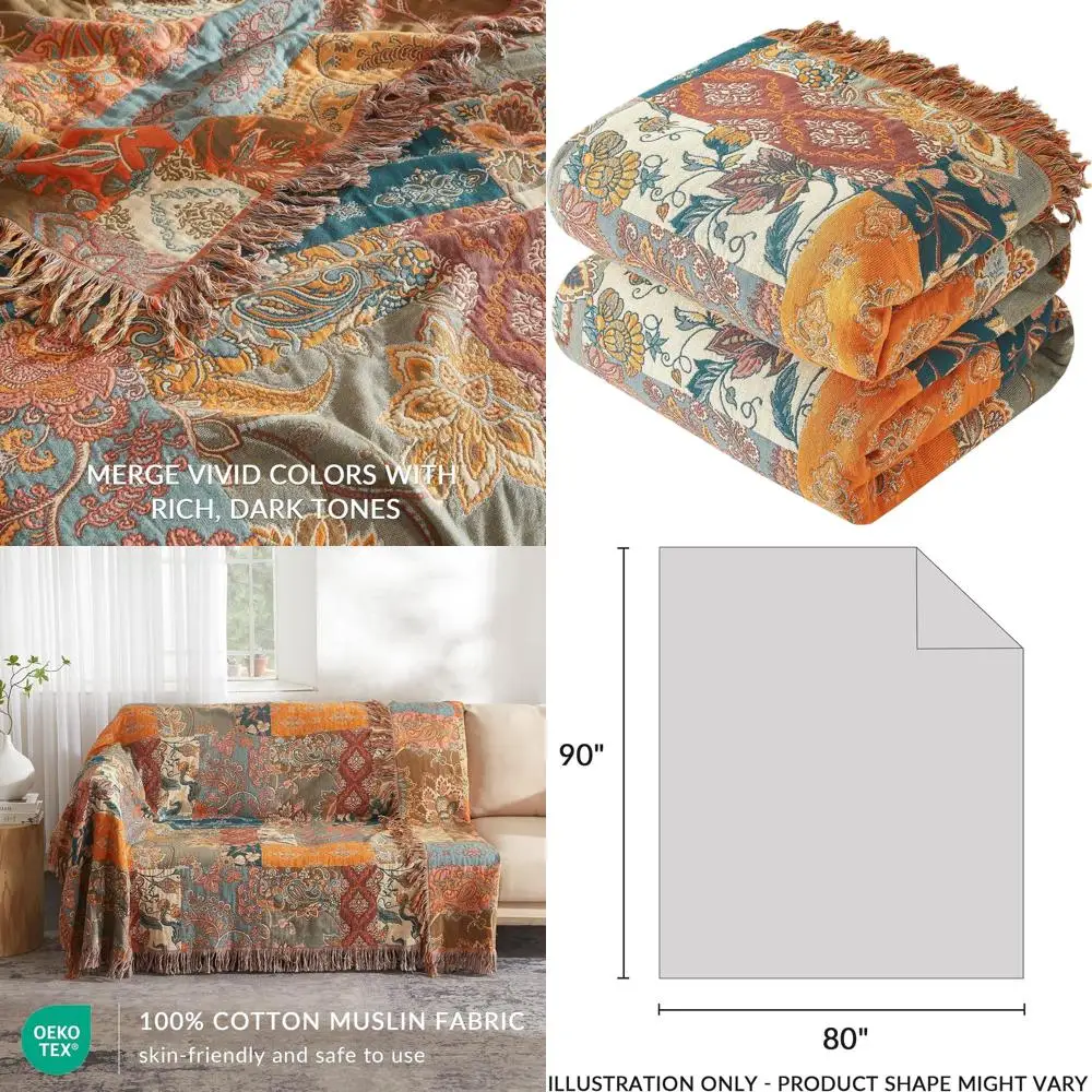 

Хлопковое стеганое одеяло в стиле бохо, 80x90, мягкий муслин с цветочным принтом, двусторонний декоративный чехол на все сезоны