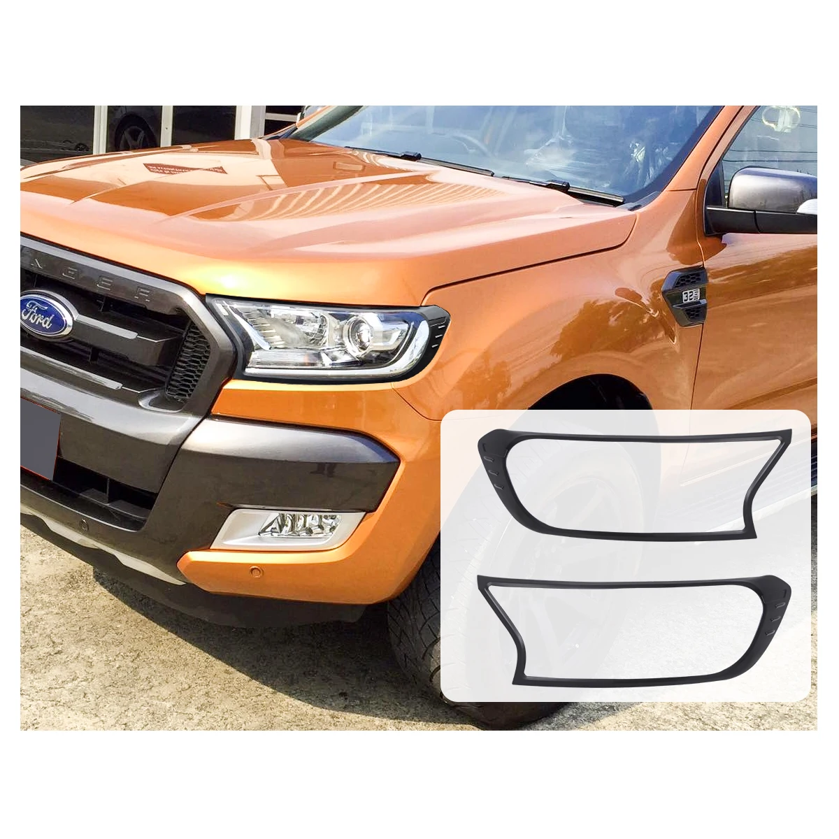 HeadLight Covers  Side Vent Guard Trim Tail Lights Cover For Ford Ranger 2015-2022 Wildtrak XLT XLS XL  Door Handle Insert Bowl