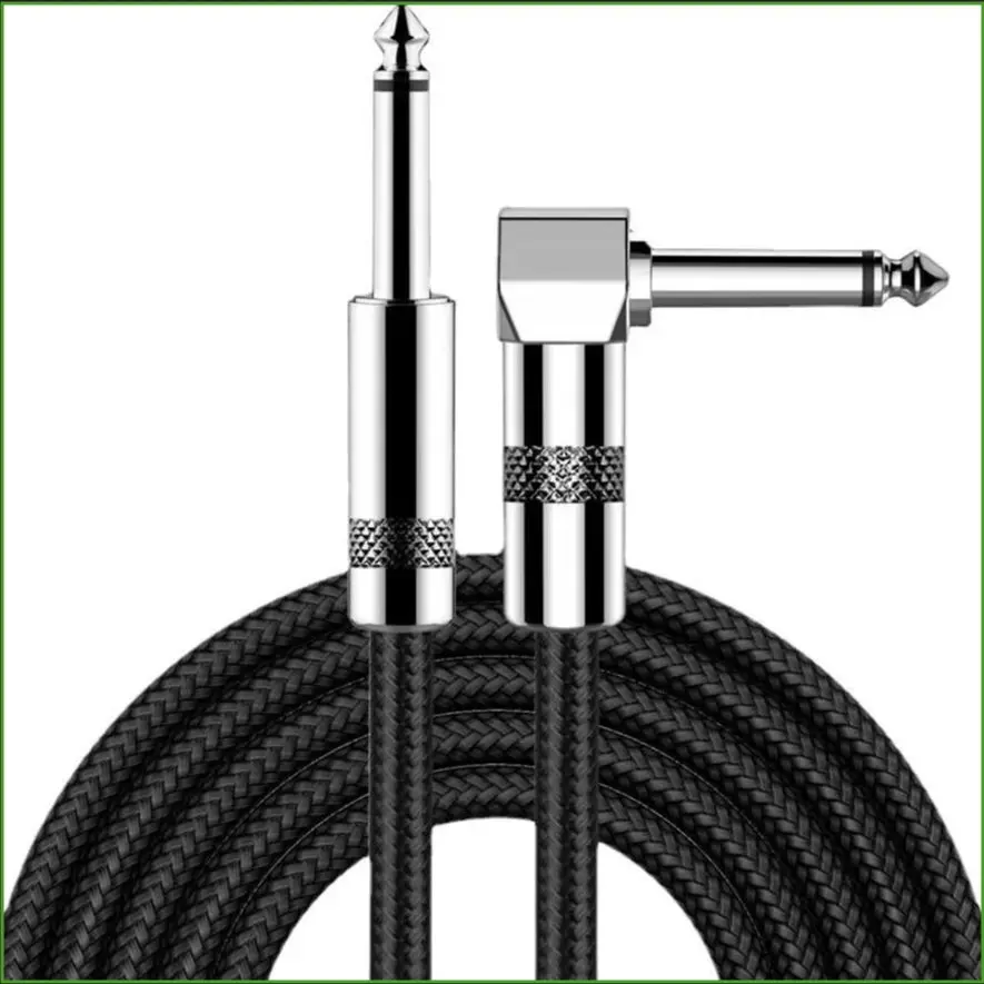 Gitarrenkabel, 10/20 Fuß, elektrisches Instrument, Bass, AMP-Kabel für E-Gitarre, Mandoline, Pro Audio (rechtwinklig bis gerade, schwarz) – Detail 2