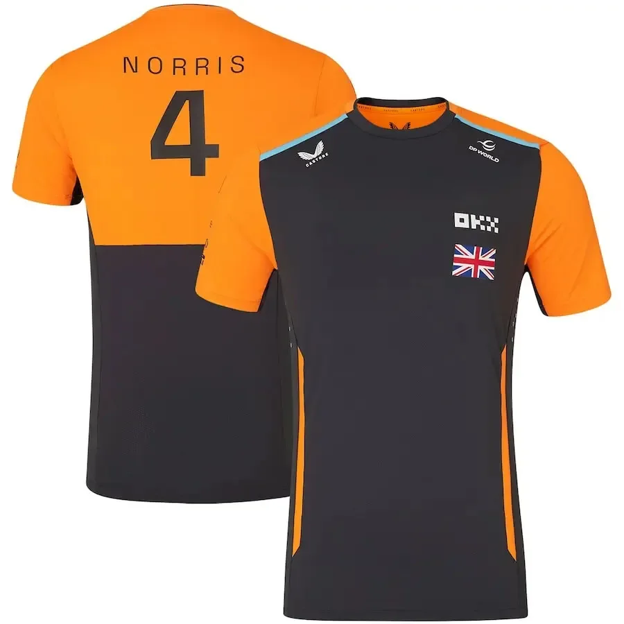 เสื้อยืดทีมแข่ง F1 Lando Norris สำหรับผู้ชาย #4ชุดปั่นจักรยาน Moto สั้น GP สำหรับฤดูร้อน2024