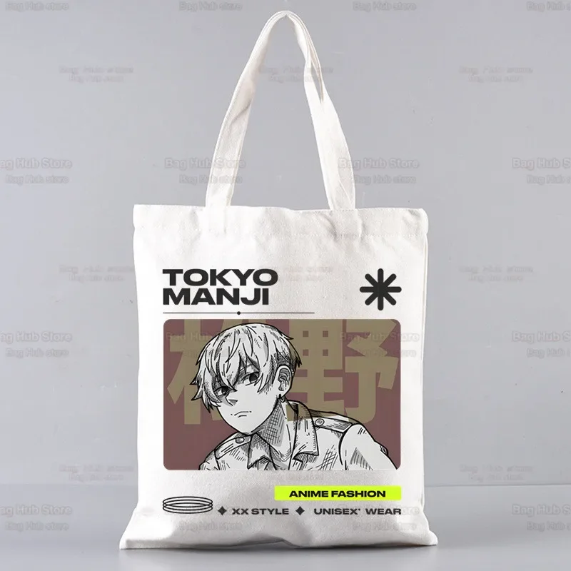 Tokyo Revengers Sano Manjiro Hinata Anime Handbags Cloth Canvas Tote Bag Shopping Women Eco Shoulder Shopper Bags Bolsas De Tela