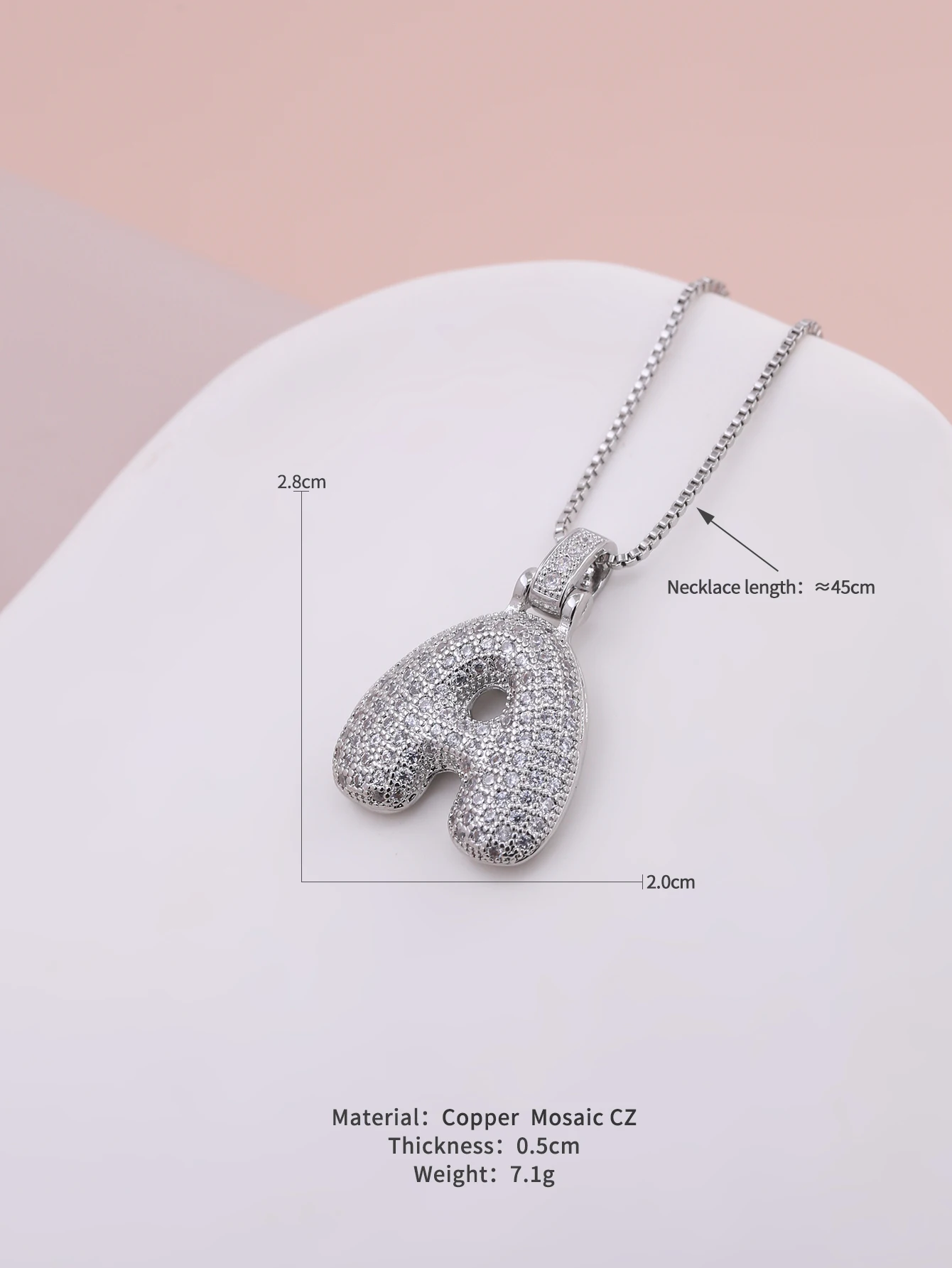 Classic Versatile White Zircon Copper 26 English Capital Letter Pendant Adjustable Necklace Men and Women Fashion Charm Jewelry
