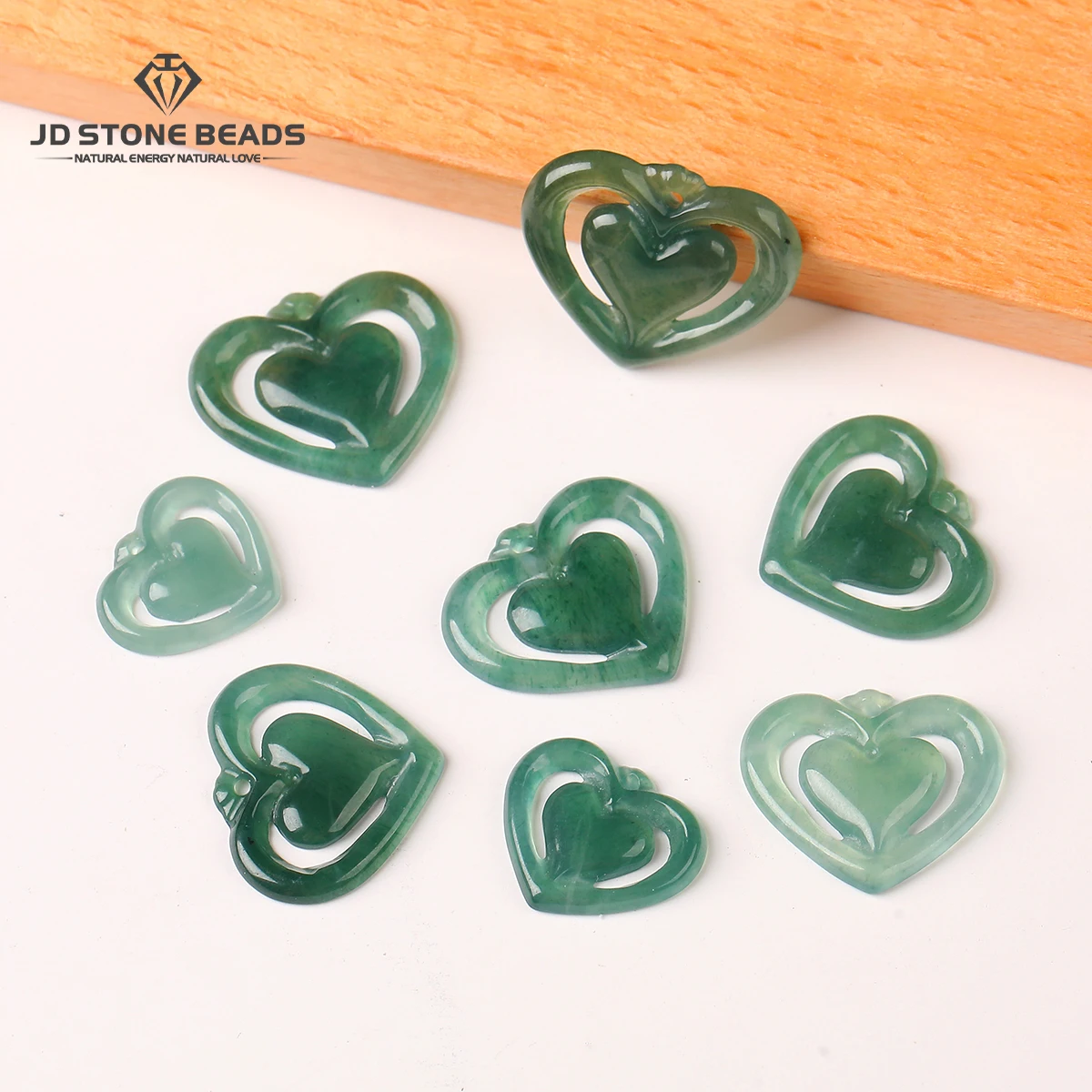 

1 Pc Natural Stone Guatemala Jadeite Carved Heart Shape Emerald Bead for Jewelry Making DIY Necklace Bracelet Charms Accessory