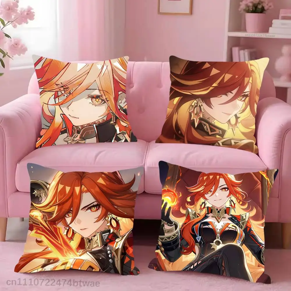 

Genshin Impact M-Mavuika Pillow Case For Living Room Bedroom Hotel Pattern Printed Cushion Cover Decorations and Protector