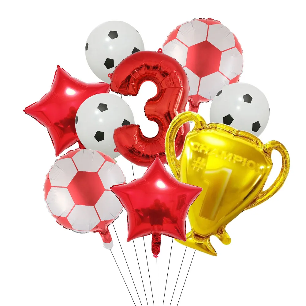 9Pc Gold Trophy Football Soccer Foil Balloon Birthday Party Decorations Kids Toys Gifts Adult Soccer Sports Theme Party Supplies