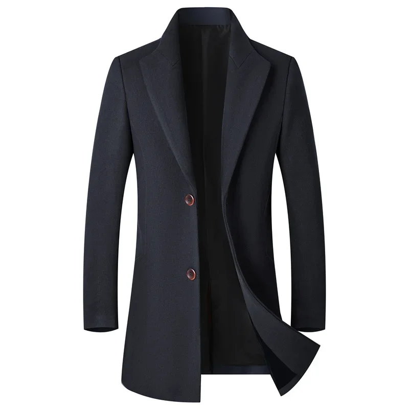 

High Quality Fashion Fashion Trend Casual Business Boutique Woolen Coat Men's Long Trench Thick （Winter) Casual Wool & Blends