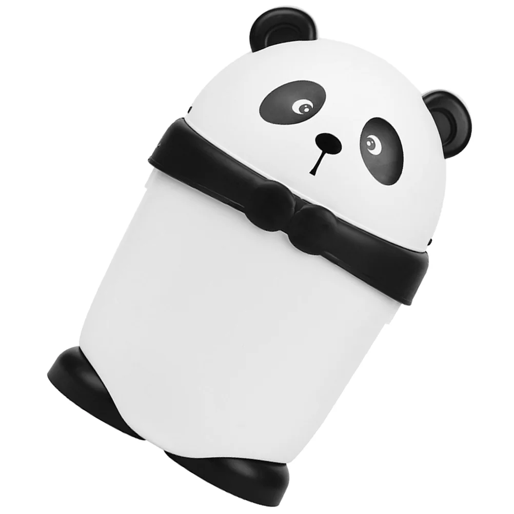 Panda Trash Can Room With Lid Garbage Bathroom Small Bin Office Plastic Tin for Car